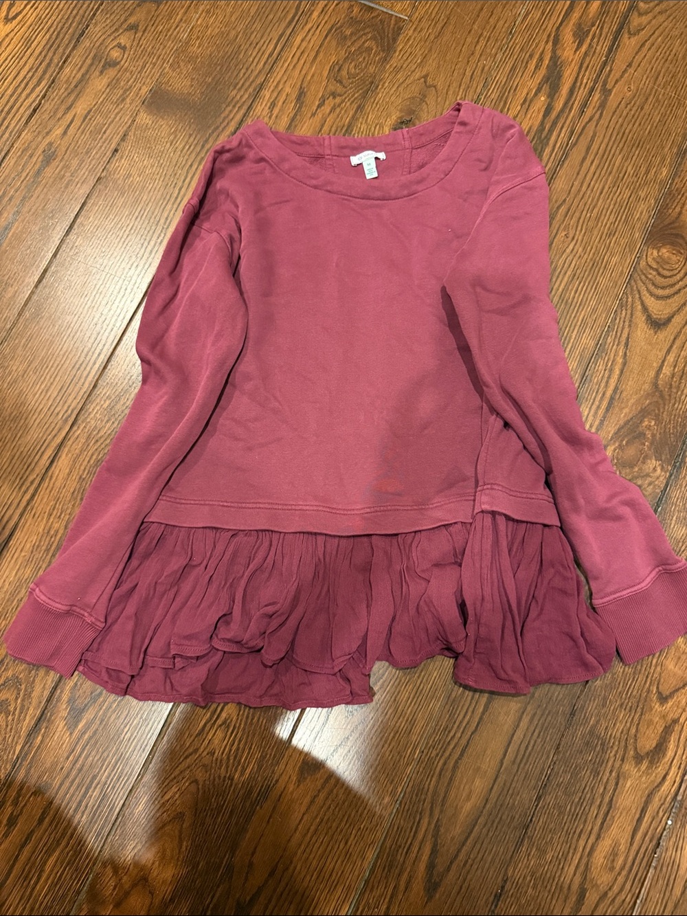 Susana Monaco Dusky Rose Ruffle-Hem Sweatshirt